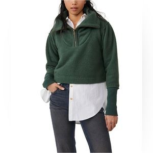 NWT Free People Poppy Pullover In Forest Pine Green Size XS
